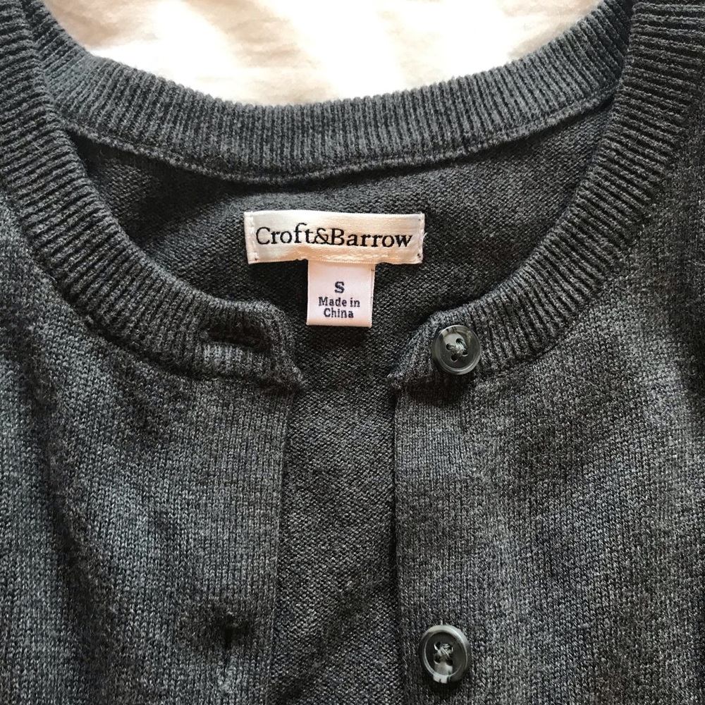 Gray cardigan sweater